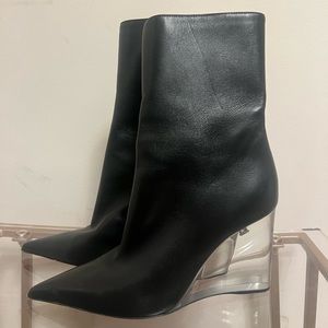 Amina Muaddi Pernille Half Glass Bootie in Black